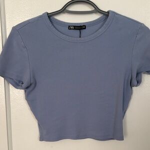 Zara Women's Soft Blue Crop Top